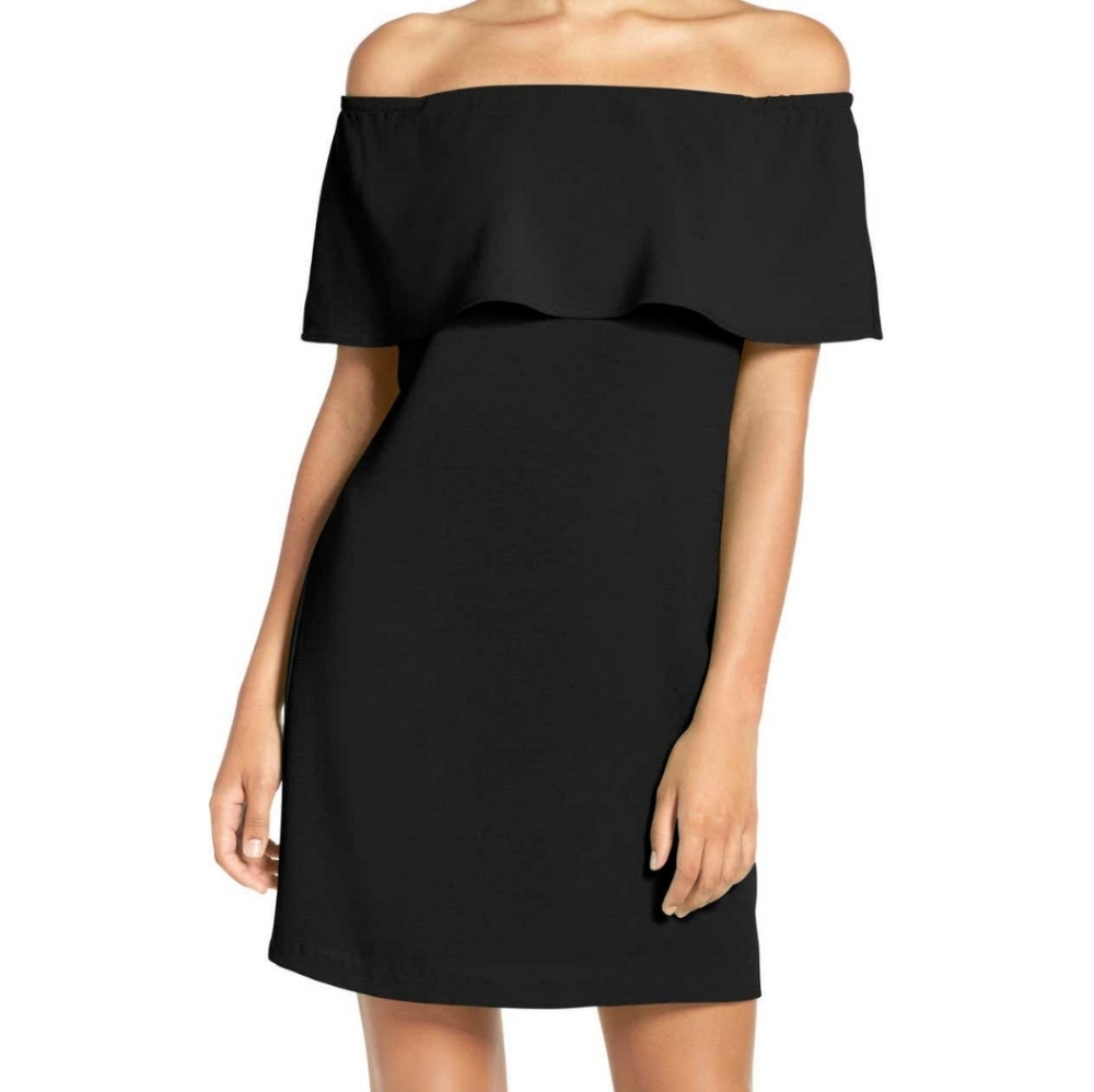NORDSTROM Charter Henry Dress- Black - Off Shoulder